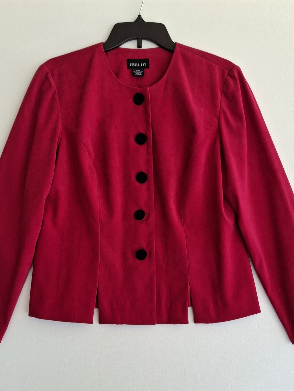 Leslie Fay Women's Fuchsia Faux Suede Button-Front Blazer Size 12P